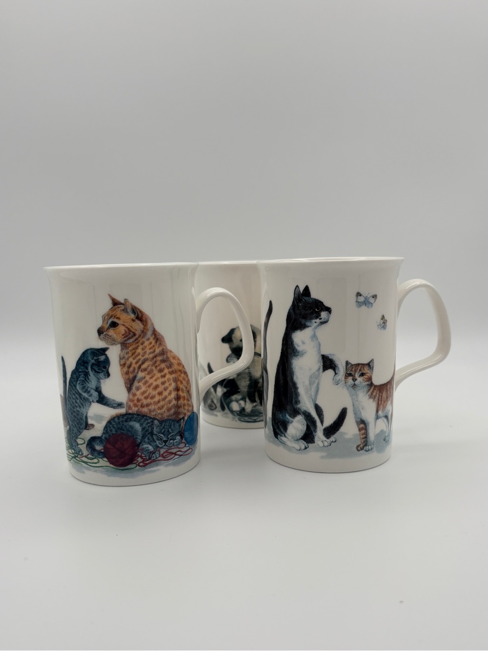 Vtg 1989 Roy Kirkham Cat Lovers Mug Set (3) K.M. Hassall England